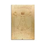 Poster représentant l'homme de Vitruve par Leoṇardo Dá Viṇci - Proportions...