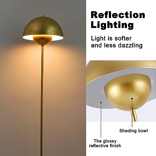 Image of Mid-Century Modern Metal Bud Floor Lamp for Home and Office, Pearl Gold