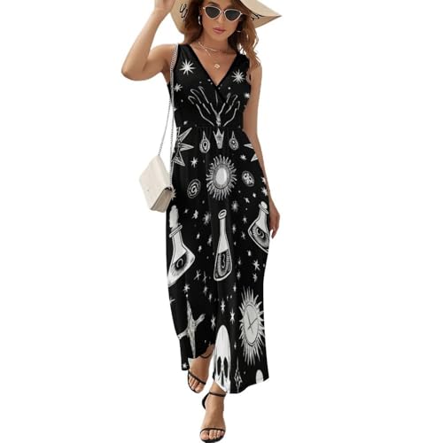 Casual Women's Halloween Goth Gothic Raven Crow Skull Sun Moon