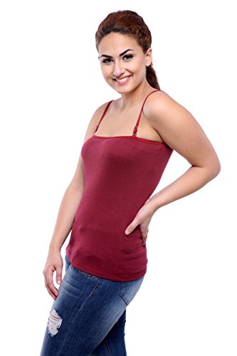 Image of Teemoods Women's Cotton Spaghetti Strap Camisole Slip - Adjustable Straps, Slim Fit, Soft Innerwear Tank Top for Layering & Everyday Comfort