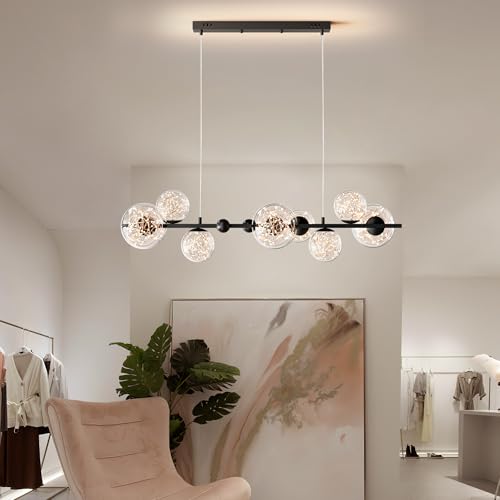Farmhouse Dining Room Light Fixtures 8-Light Glass Chandeliers Ceiling Lights Kitchen Island, Living Room Entryway, 39" Modern Sputnik Ceiling Light with Light LED Bulb by Yeeqiozr - Used condition - Image 4