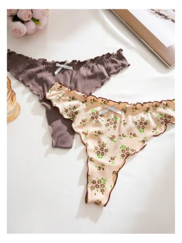 Image of GORGLITTER Women's 5pack Cute Panties Floral Print Low Rise Frilly Panties