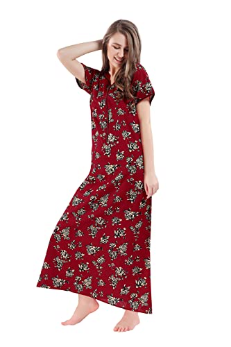 Image of AV2 Women Printed Cotton Nightwear Nighty|Womens Night Wear Maxi 7209