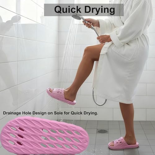 Image of FINLEEO Shower Sandals with Drainage Holes - Quick Drying Bathroom & Gym Slippers for Men and Women