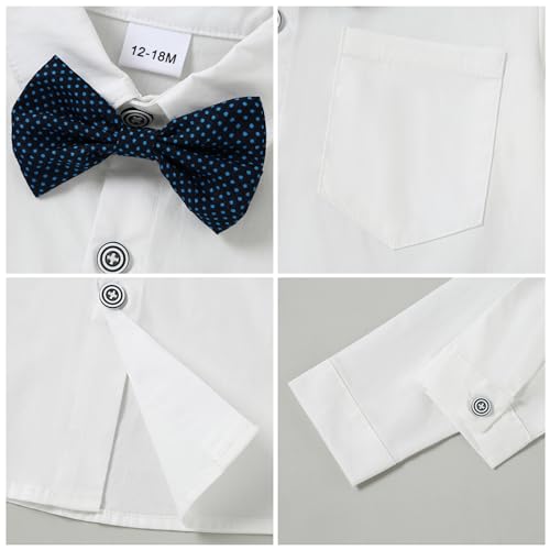 CARETOO Toddler Baby Boy Clothes Suit 5Pcs Gentleman Wedding Outfit Dress Shirt+Vest+Bow Tie+Suspender Pant Formal Set 12M-5T4