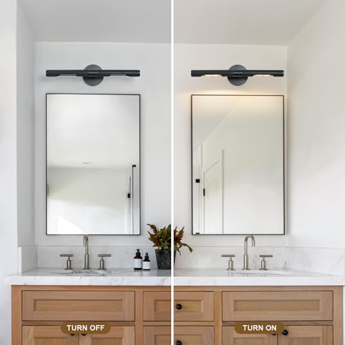 Image of 19 inch L Picture Light Dimmable Vanity Bathroom Light Rotatable 360 Wall Sconce Lights for Pictures Art Gallery Painting Frame,Include Bulbs,Black 19 inch L x 1.38 inch D