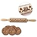 4Pack Christmas Wooden 3D Rolling Pins Embossed, Embossing Rolling Pin with Engraved Christmas Themed Symbols for Baking Embossed Cookies,Rolling Pin Kitchen Tool(14 in)