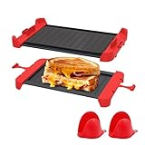 Microwave Sandwich Maker & Grill Cheese Maker with Silicone Oven Mitts, Fast Cooking, Non-Stick, Dishwasher Safe, Perfect for Paninis, Quesadillas, Ideal for College Students & Busy Professionals