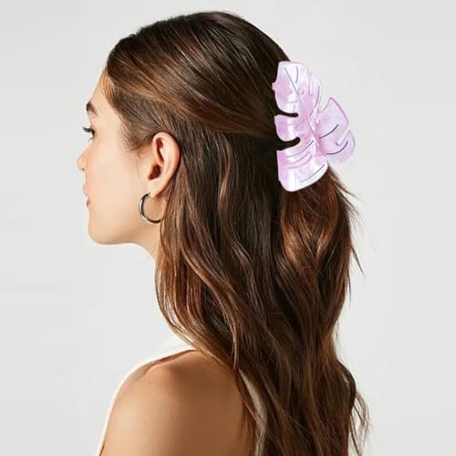 Pinza para cabello estilo hoja color rosa miniatura 4