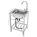 Stainless Steel Single Basin Kitchen Sink Stand Utility Freestanding Kitchen Tool Home Simple Laundry Sink With Faucet, for Clean Room Backyard Garage Kitchen Restaurant
