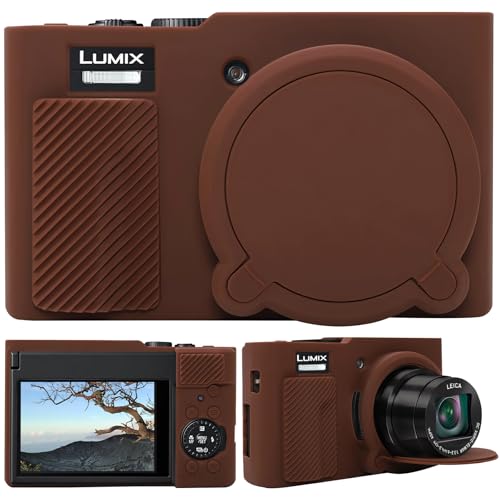 Supmay Silikon Kamera Case für Panasonic LUMIX DC-TZ99E-K Kompakte Reise Zoom Kamera, weiche Silikon Schutzhülle abnehmbare Linse Abdeckung, Video Vlogging Kamera Abdeckung, Braun