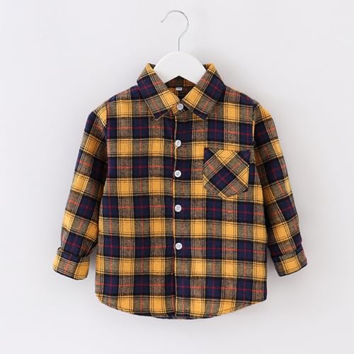 Toddler Boys Plaid Long Sleeve Shirt Flannel Lapel Button Down Shirts Tee Trendy Tops Fall Casual Simple Tees Clothes3