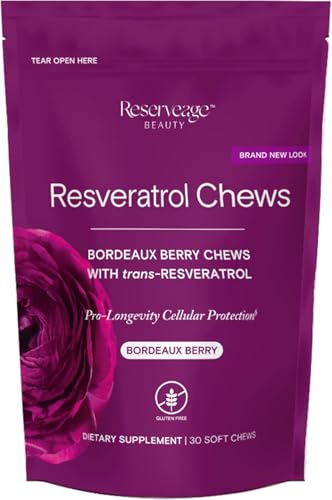 Reserveage Beauty Resveratrol Chews - Resveratrol Supplement for Healthy & Youthful Skin - Supports Smooth & Glowing Skin - Bordeaux Berry - 30 Soft Chews Reserveage Beauty Resveratrol Chews - Resveratrol Supplement for Healthy & Youthful Skin - Supports Smooth & Glowing Skin - Bordeaux Berry - 30 Soft Chews