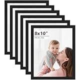 PEALSN 8x10 Picture Frame Set of 6, Black Picture Frames with HD Plexiglass,Wall Gallery Photo Frames for Wall Mounting or Tabletop Display, Black Woodgrain