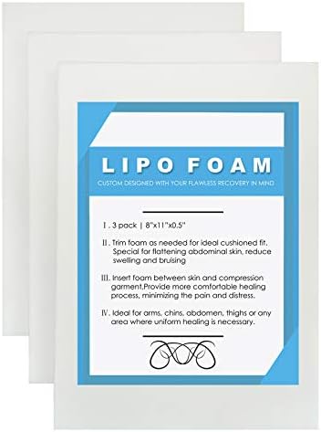 Moolida 3 Pack Lipo Foam - Post Surgery Ab Board for Use with Post Liposuction Surgery Flattening Abdominal Compression Garments Liposuction Foam pads for Recovery 8"X11"