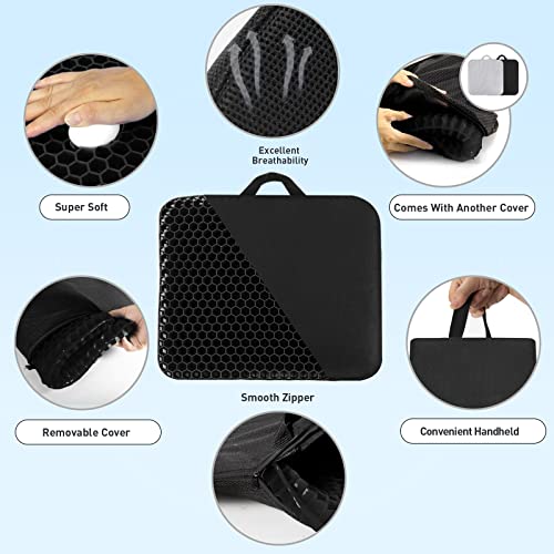 Xsiuyu Extra-Large Gel Seat Cushion For Long Sitting - Back, Hip, Tailbone Pain Relief Cushion - Gel Seat Cushion For Office Chair, Cars - Egg Seat Gel Cushion For Wheelchair Pressure Relief Black #TOP3
