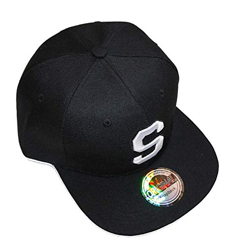 Premium Headwear Buchstaben Initialen Snapback Cap Black & White (S)