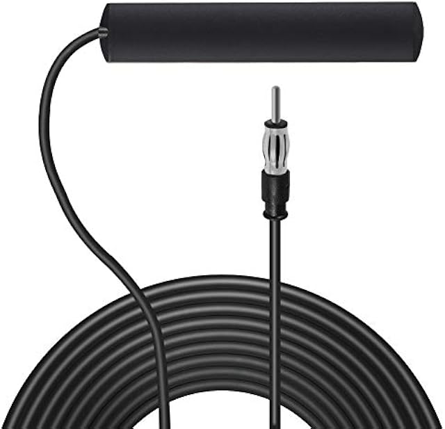Universal Radio Antenna Car Stereo AM FM Hidden Windshield Adhesive Mount Patch Antenna for Vehicle Truck SUV Car Stereo in Dash Head Unit CD Media Receiver Player Audio HD Radio Player Amplifier