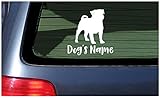 Your Name Custom Sticker with Pug Dog - White Window Vinyl Stickers Decal Personalized Dog Gift Customized Lettering Your Own