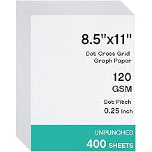 Sabary 400 Sheets Dot Cross Grid Graph Paper 8.5 x 11 Inches Letter Size Grid Paper Unpunched Refills Graph Paper Large Grid for Planning Bullet Journaling Thick Paper Smooth, White Classic Style