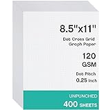 Sabary 400 Sheets Dot Cross Grid Graph Paper 8.5 x 11 Inches Letter Size Grid Paper Unpunched Refills Graph Paper Large Grid for Planning Bullet Journaling Thick Paper Smooth, White (Classic Style)