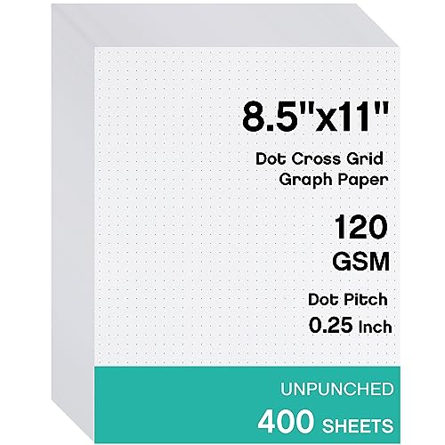 Papel cuadriculado de puntos Sabary tamaño carta de 8.5 x 11 pulgadas sin perforar para diario