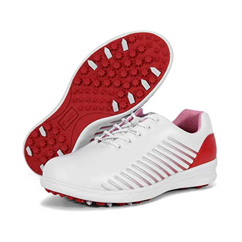 CGBF-Zapatos de Golf Transpirables Impermeables Al Aire Libre para Mujeres,Zapatillas Deportivas Ligeras,Calzado Deportivo Casual Antideslizante,Rojo,35EU Cover