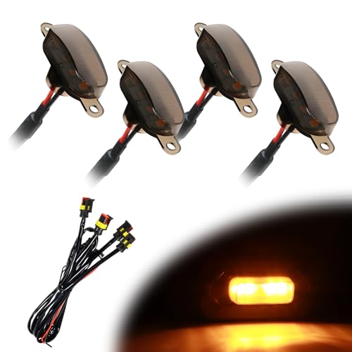 Rdxcv 4 PCS Car LED Grille Lights, Waterproof Front Grill Running Lights with Wiring Harness, Bright Bumper Trim Lamps Exterior Accessories for 2017-2019 F150 Raptor (Black & Yellow)