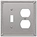 Amerelle 74TDBN Imperial Bead Wallplate, 1 Toggle / 1 Duplex Outlet, Cast Metal, Brushed Nickel, 1-Pack