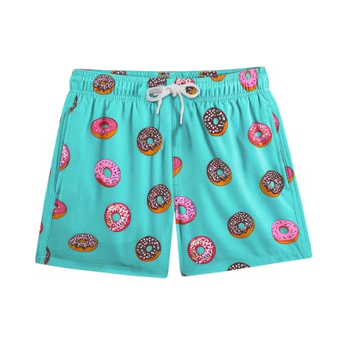 BRISIRA Men's Hawaiian Beach Shorts No Liner 5 Inch Lightweight Quick Dry Swim Trunks with Drawstring Elastic Waist & Pocket