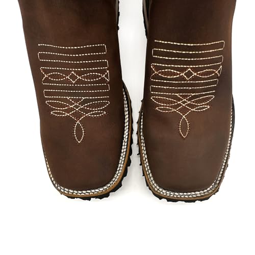 Mens Leather Square Toe Western Ankle Boot4