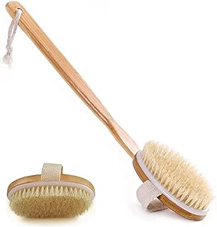 Bath Brush Body Brushing Back Scrubber With Long Wooden Handle Natural Bristle Shower Massager for Exfoliating Body Skin Wet Dry Skin Brushing Skin Cleansing Men and Women