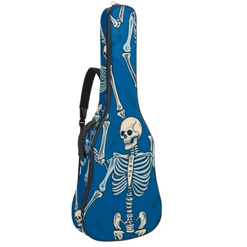 Housse guitare 106,7 cm Art Blue Skull avec bandoulière réglable et crochet