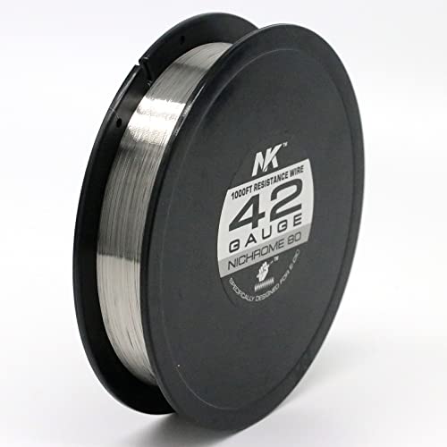 NK Nichrome Wire Ni80 Electric Resistance Wire Ni80Cr20 AWG 42 Gauge 1000ft Spool for Heating Element (Ni80 42g 1000ft)