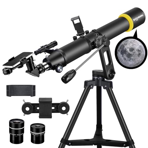 Image of Telescope for Adults, Professional High Powered 90mm Aperture 800mm Refractor Telescopes for Astronomy Beginners with AZ Mount Tripod & Phone Adapter