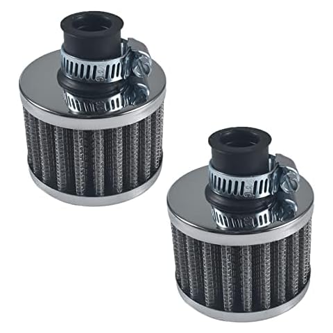 2PCS 12mm Air Filter Mini Universal Red Motor Cone Cold Clean Air Intake Filter Turbo Vent Breather Silver Cover