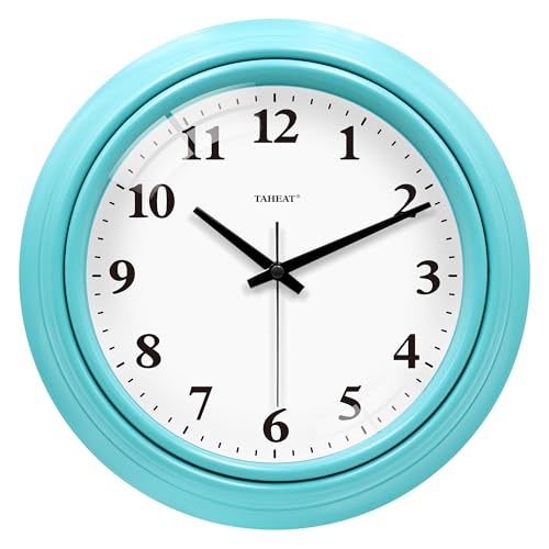 TAHEAT Reloj de Pared Infantil Moderno Azul 25 cm | Silencioso Sin Tic TAC | Decorativo para Dormitorio Infantil, Sala, Cocina
