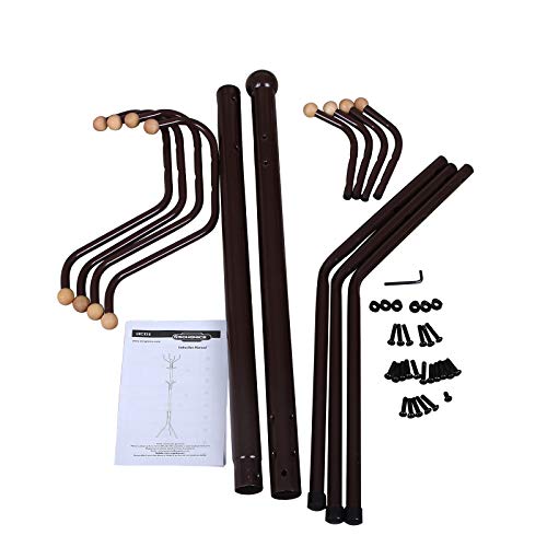 Songmics Coat Rack Freestanding, Metal Coat Rack Stand With 12 Hooks And 3 Legs, Coat Tree, Holds Clothes, Hats, And Bags, For Entryway, Living Room, Bedroom, Coffee Brown Urcr18Z #TOP5