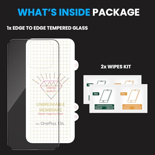 Image of ArmourPro Tempered Glass for OnePlus 13s with Back Clear Membrane Guard, Edge to Edge Screen Protector, Anti-Bubble, Anti-Fingerprint, Oil Resistant, Installation Kit | Black