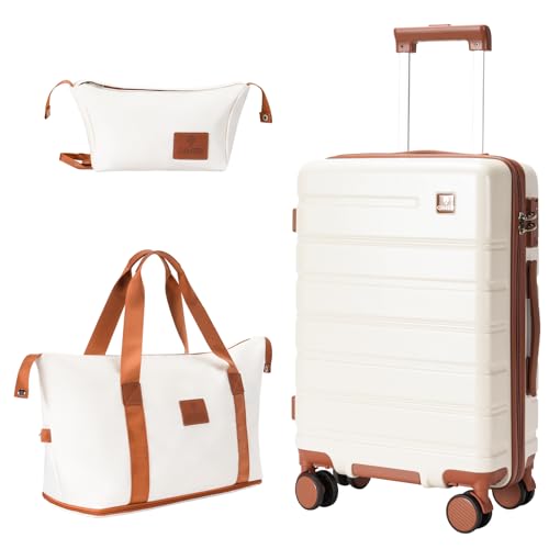 QIMER Carry On Luggage Set with 100% PC Shell