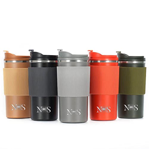 NS Coffee Travel Mugs 450mls/15oz Leakproof lids Stainless Steel Thermal Vacuum Flask Insulated Coffee Cups Tumbler BPA Free Easy Clean Reusable for hot and Cold Drinks - Image 3