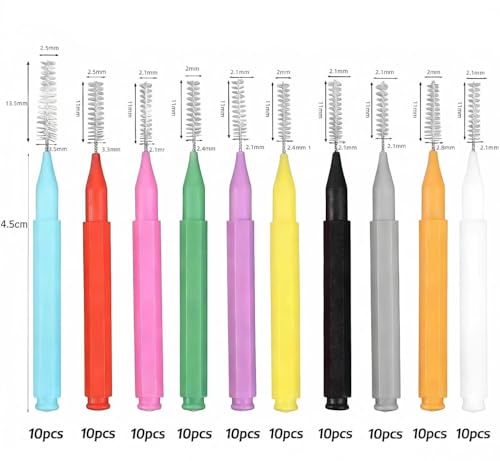 Image of 100PCS Interdental Brushes Between Teeth for Braces, Flossers Brush Cleaner, Orthodontic Flossers for Braces Cleaning Kit, Dental Teeth Cleaning Tools (10 Colors, Multiple Sizes