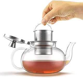 MEKBOK Glass Teapot Stovetop Compatible Kettle with Stainless Steel Removable Infuser, Loose Leaf