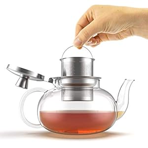 Verre Collection Glass Teapot Stovetop Compatible Kettle With Stainless Steel Removable Infuser Loose Leaf Tea Stovetop…