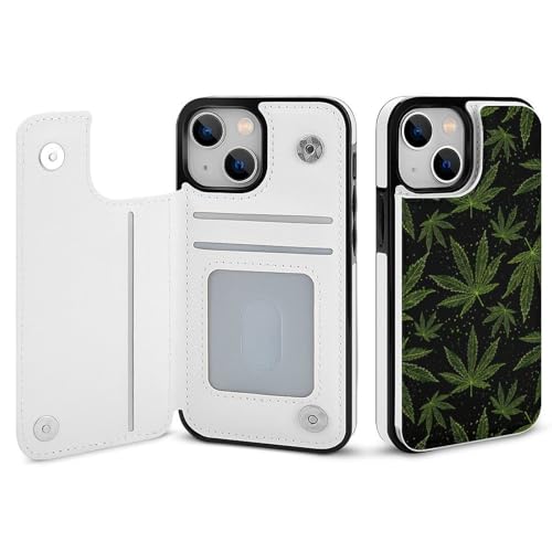 適用 iPhone15Plus用ケース 手帳型 大麻の葉 スマホケース カード収納 スタンド機能 アイフォン15Plusケース 耐衝撃 PUレザー カバー 財布型 Case