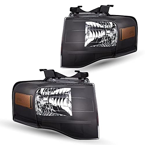 TUSDAR Headlights Assembly Set for 2007 2008 2009 2010 2012 2013 2014 Ford Expedition (Black)