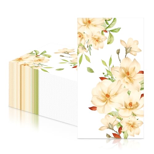 Lot de 20 serviettes en papier blanc orchidée - Serviettes de cocktail - Serviettes de table en...