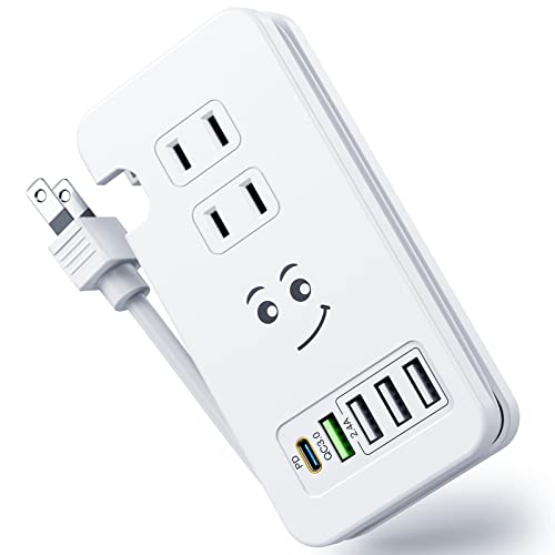 素直な虹 電源タップ USBコンセント 【1つUSB-C PD 急速充電ポート・1つQC3.0 急速充電 ポート・３個USB充電ポート・3つACコンセント・PSE認証済】 電源ケーブル30cm PD3.0 対応 ACアダプター ​iPhone/Xperia/Samsung Galaxy/Android、タブレット、スマホ等のUSB機器対応