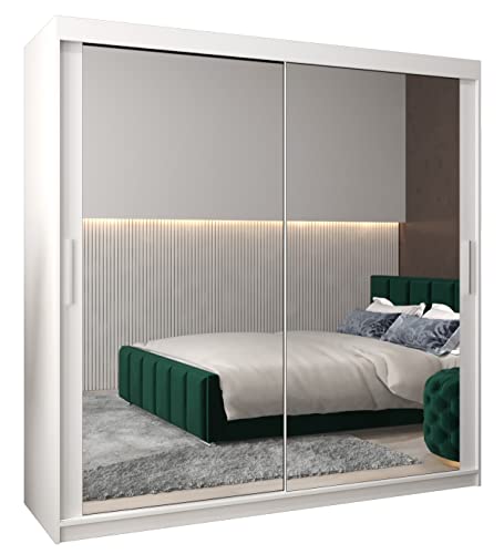 ABIKSMEBLE Armoire Tokyo 3 Avec Porte Coulissante Miroir - Dressing Adulte - Penderie Vêtement - Garde Robe - Placard 2 Portes - Closet