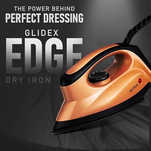 Image of Intex Glidex Edge Dry Iron 1000W | Non-Stick German Coating Soleplate | Adjustable Temperature Control | 360 Swivel Cord | Lightweight Shock Proof Dry Iron for Clothes | 2 Year Warranty (Brown)